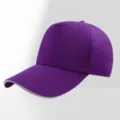 Gorra de béisbol morada de 5 paneles, sombrero informal de mezcla de algodón variante sólida. - Ajustable / Púrpura