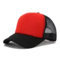 Gorra de camionero de malla roja y negra, gorra de béisbol de espuma ajustable clásica. - Ajustable / Negro, rojo y negro
