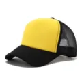 Gorra de camionero de malla amarilla y negra, gorra de béisbol clásica para viajes al aire libre. - Ajustable / Negro y amarillo