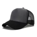 Gorra trucker gris con frente de espuma malla negra y visera curva protección solar - Ajustable / Negro-Gris-Negro