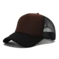 Gorra trucker bicolor con panel frontal de espuma marrón y malla negra transpirable. - Ajustable / Negro, café y negro