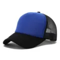 Gorra trucker de malla azul y negra con frente de espuma, gorra de béisbol transpirable. - Ajustable / Negro, azul y negro