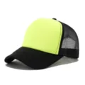 Gorra trucker de malla en amarillo neón y negro, gorra de béisbol transpirable para deportes. - Ajustable / Negro, verde fluorescente y negro