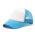 Gorra de camionero clásica azul y blanca con parte trasera de malla transpirable y frente de espuma. - Ajustable / Malla azul lago y blanca