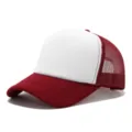 Gorra de camionero clásica roja y blanca con panel frontal de espuma y malla transpirable casual. - Ajustable / Malla burdeos y blanca