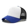 Gorra de camionero clásica de dos tonos con panel frontal blanco y malla negra transpirable. - Ajustable / Azul, Blanco y Negro
