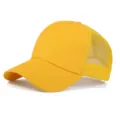 Yellow trucker hat variant, solid mesh baseball cap with breathable back panels for men and women. - Adjustable / Yellow