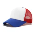 Gorra de camionero tricolor clásica con panel frontal blanco, visera azul y malla roja. - Ajustable / Azul Blanco y Rojo