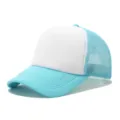 Gorra trucker azul claro y blanco con parte delantera de espuma y malla transpirable. - Ajustable / Azul, blanco y malla azul