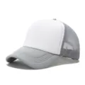 Gorra trucker lisa con frente de espuma blanca y malla gris ideal para personalización de logotipos - Ajustable / Gris claro, blanco y malla gris claro