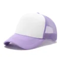 Gorra trucker de malla blanca y violeta, panel frontal de esponja, gorra de béisbol ajustable. - Ajustable / Púrpura claro, blanco y malla púrpura claro