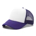 Gorra trucker de malla morada y blanca gorra de beisbol transpirable para logo. - Ajustable / Púrpura oscuro, blanco y malla púrpura oscuro