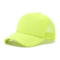 Gorra de camionero de malla verde neón color sólido gorra de béisbol ajustable - Ajustable / Amarillo Neón