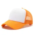 Gorra trucker naranja y blanca, frente de espuma y malla trasera para impresión de logotipo. - Ajustable / Malla naranja y blanca