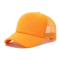 Gorra trucker naranja lisa con parte trasera de malla transpirable, gorra de béisbol para logotipo. - Ajustable / Naranja