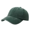 Retro gewassen katoenen honkbalpet zachte bovenkant casual dad hat voor dames en heren - Verstelbaar / Donkergroen
