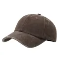 Detail van vintage gewassen zachte bovenkant honkbalpet, casual unisex zonnehoed - Verstelbaar / koffiekleur