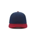 Gorra de béisbol bicolor de seis paneles, estilo clásico de contraste en azul oscuro y rojo. - Azul marino con ala burdeos