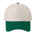 Detail shot of the two-tone 5-panel baseball cap, showing clean stitching and contrast brim. - Green