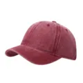 Gorra de béisbol corta vintage lavada detalle, sombrero suave informal de protección solar. - Ajustable / Burdeos