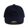 Casquette de baseball classique en coton bleu marine uni, chapeau décontracté réglable. - Bleu marine