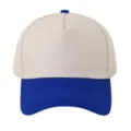 Contrast color baseball cap front detail, five-panel design, solid neat stitching. - Blue