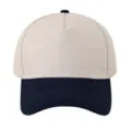 High Quality Classic 5-Panel Color Block Cotton Baseball Cap Trucker Hat Front Detail - Navy Blue