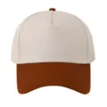 Classic two-tone 5-panel baseball cap in beige and brown cotton, perfect for casual daily wear. - Brown