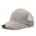 Gorra de béisbol trucker de malla gris, visera curva de color sólido para verano y sol. - Gris