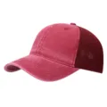 Vintage washed cotton mesh baseball cap for men and women, breathable summer trucker hat. - Adjustable / Red