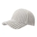 Detailed view of the thick corduroy baseball cap, textured fabric, soft and warm fit. - Adjustable / Light Gray