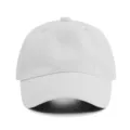 Gorra de béisbol blanca de algodón liso, gorro dad hat no estructurado, vista frontal. - Blanco