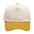 Gorra de béisbol bicolor de cinco paneles en blanco roto y amarillo mostaza, algodón. - Amarillo Tierra