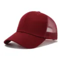 Gorra de béisbol de malla de color sólido clásica, sombrero de verano transpirable al aire libre. - Burdeos