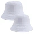 Detalle de sombrero de pescador blanco de algodón lavado con ojales transpirables. - Ajustable / Blanco