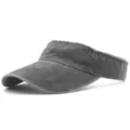 Gorra de visera de sol gris lavada vintage, diseño superior vacío, sombrero deportivo transpirable. - Gris