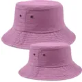 Sombrero de pescador de mezclilla lavada para padres e hijos protección solar color rosa - Ajustable / Rosa