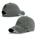 Casquette de Baseball Vintage Lavee Queue de Cheval Ajustable Coton Delavee Vert Fonce - Réglable / Vert Militaire