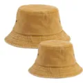 Parent-child washed denim bucket hat, outdoor casual sun protection hiking and fishing cap. - Adjustable / Earthy Yellow