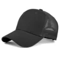 Gorra de beisbol de algodon negro con malla transpirable sombrero trucker ajustable - Ajustable / Negro