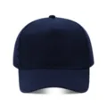 Detalle gorra de beisbol azul marino 5 paneles, tela sarga lisa para bordado personalizado. - Ajustable / Azul marino