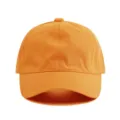 Casquette de baseball en coton orange uni, sommet souple, chapeau de loisir réglable. - Rouge Orangé