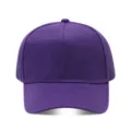 Gorra de béisbol morada lisa de 5 paneles, diseño en blanco para logotipo personalizado. - Ajustable / Púrpura