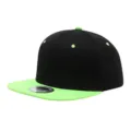 Gorra de béisbol hip-hop de ala plana negra y verde neón, sombrero de protección solar casual. - Ajustable / Parte superior negra con visera verde fluorescente