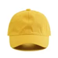 Casquette de baseball classique unie en coton jaune avec couronne souple et visière courbée. - Jaune