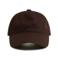 Casquette de baseball en coton marron foncé uni, calotte souple style dad hat variante. - Café