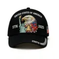 Gorra de béisbol bordada del 250 aniversario de EE. UU. con águila y Estatua de la Libertad. - Ajustable / Estatua de la Libertad Águila Negro