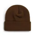 Vista detallada del gorro de punto marrón oscuro que muestra una clara textura. - Talla única / Café