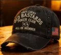 Gorra de béisbol vintage desgastada para hombres y mujeres, sombrero bordado de protección solar. - Carta de póker y bandera nacional (estampado)