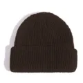 Cozy dark brown acrylic knitted beanie hat, thick thermal winter cold cap for daily wear. - One Size / Coffee